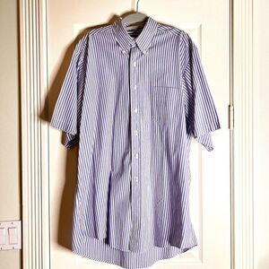 Byron and Poole Blue & White Striped Short Sleeve Cotton Shirt